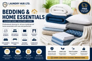 Professional Bedding & Home Essentials laundry service cleaning duvets blankets pillows bed sheets and household linen